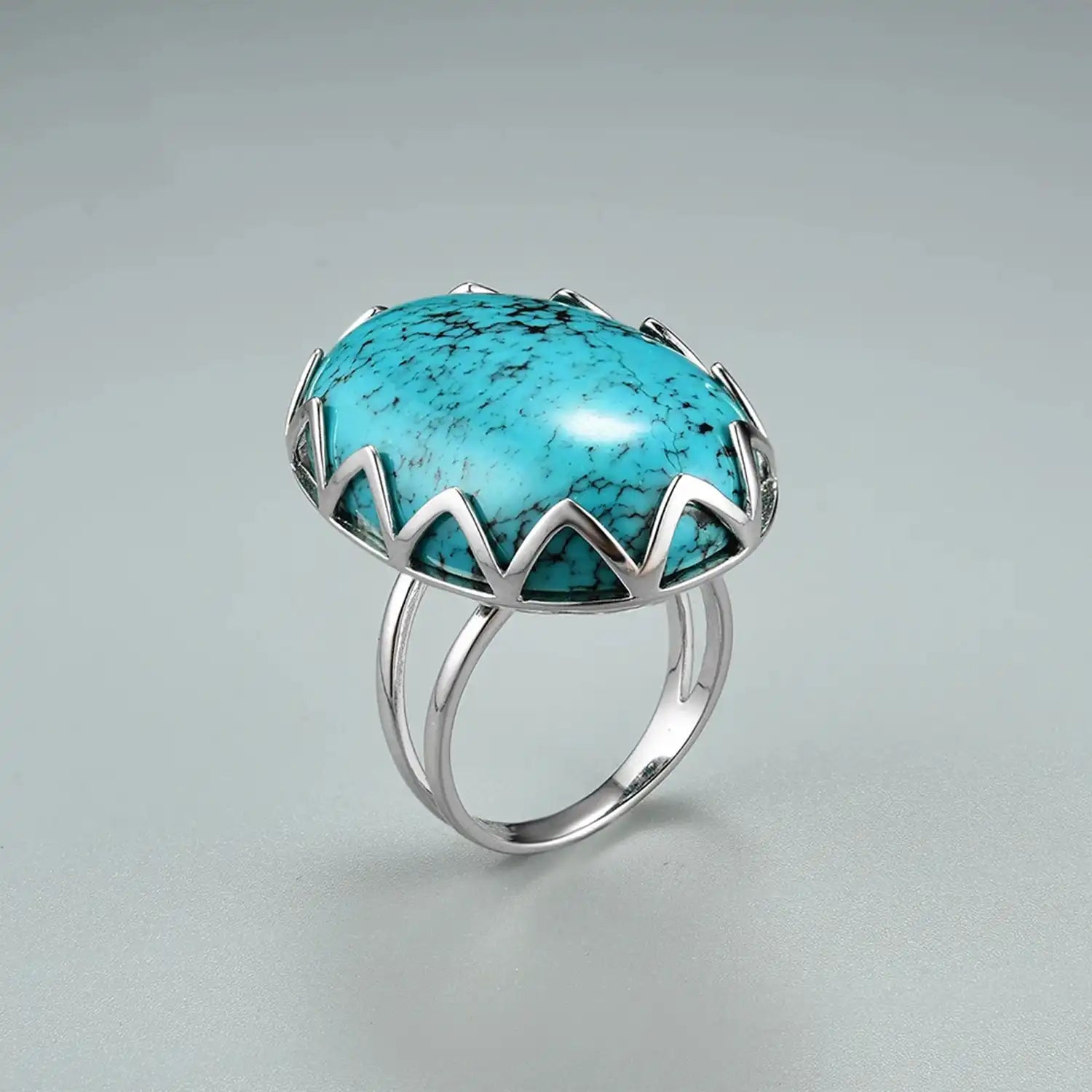 Luxury Large Turquoise Sterling Silver Ring